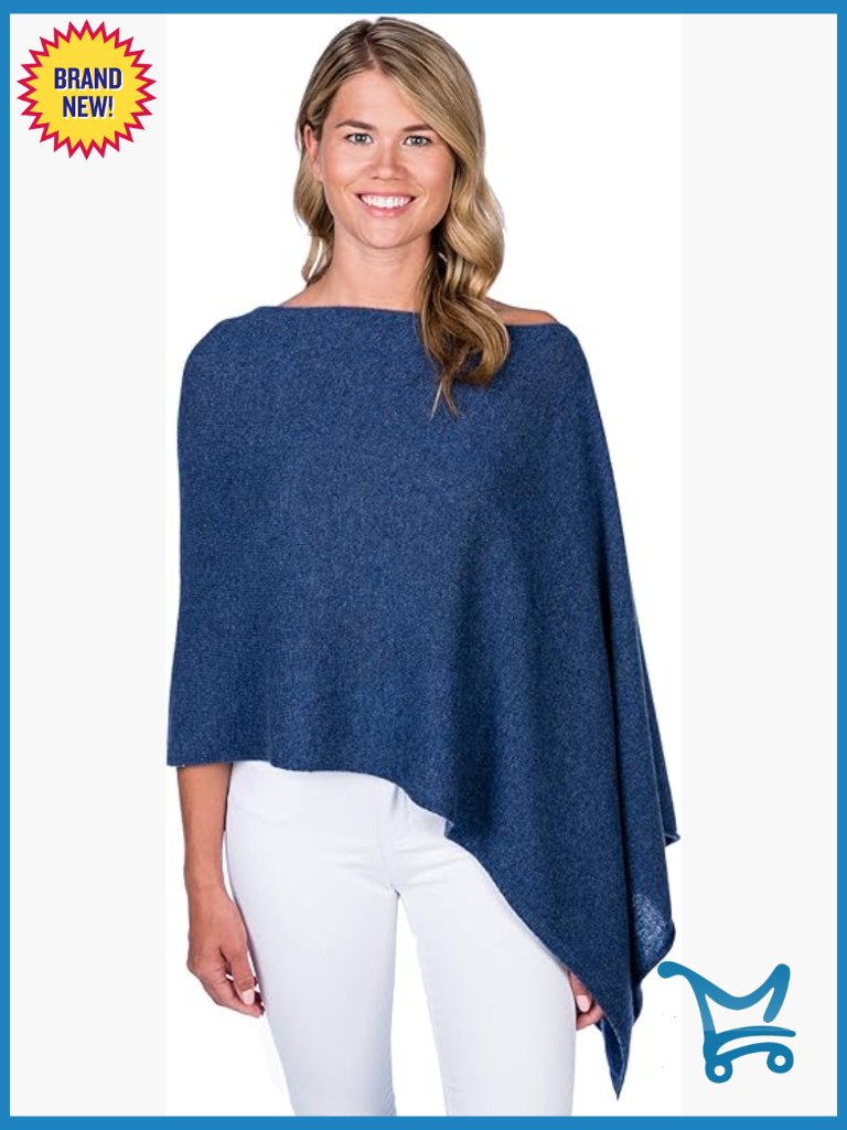 Luxury Cashmere Dress Topper Poncho Wrap Cape Womens